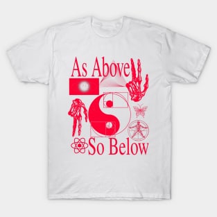 As Above So Below - Red Psychedelic Sacred Geometry Yin & Yang Very Cool T-Shirt